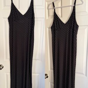 Sleeveless Black Polka Dot Slip Dress